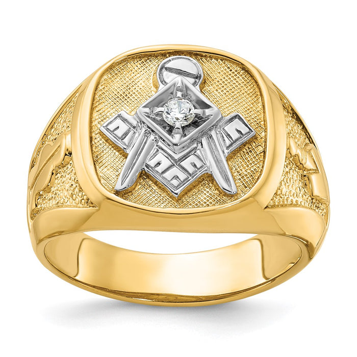 IBGoodman 14k Men's Polished and Textured Blue Lodge Master Masonic Ring Mounting (B02587-4Y)