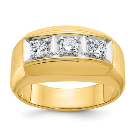 14k Two-tone IBGoodman Men's Polished & Satin 3-Stone Ring Mounting (B04131-4YW)