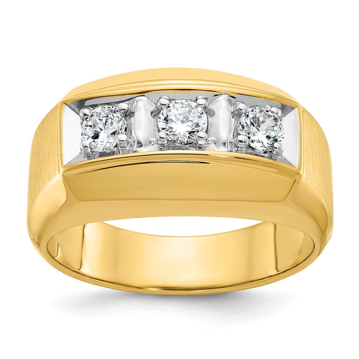 14k Two-tone IBGoodman Men's Polished & Satin 3-Stone Ring Mounting (B04131-4YW)