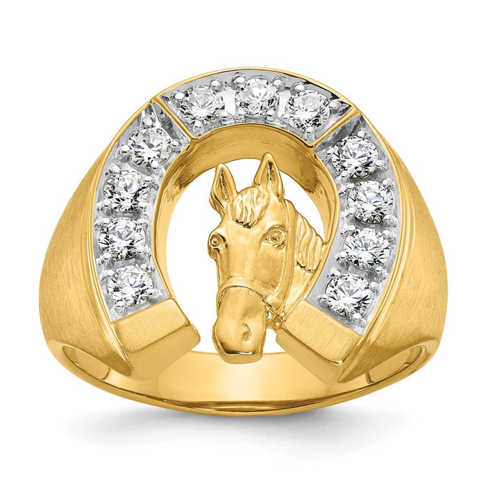 14k YG with Rh IBGoodman Men's Satin Horseshoe Diamond Ring Mounting (B04969-4YW)