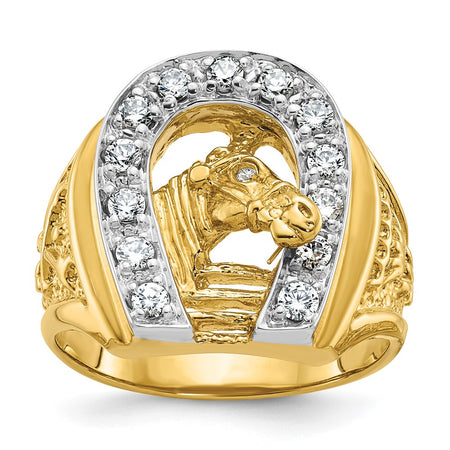 14k Two-tone IBGoodman Men's Horse and Horseshoe Diamond Ring Mounting (B05602-4YW)