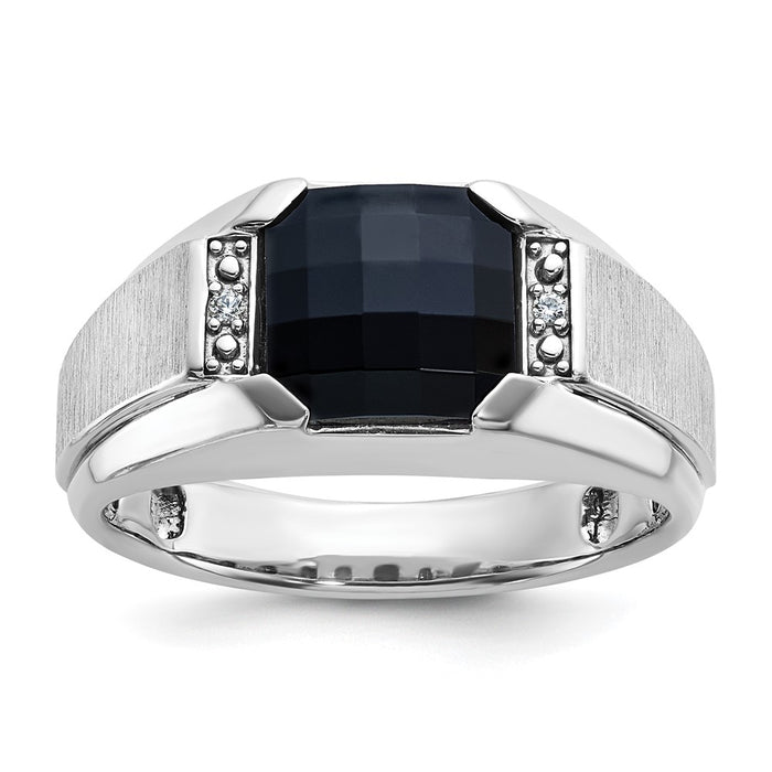 IBGoodman 14k White Gold Men's Polished and Satin Gemstone Ring Mounting (B52014-4W)
