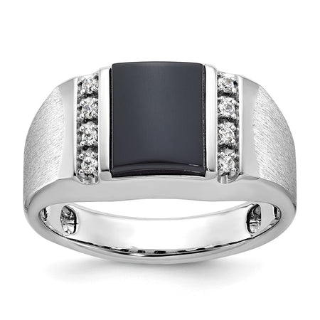 14k White Gold IBGoodman Men's Satin Onyx and Diamond Ring Mounting (B52028-4W)