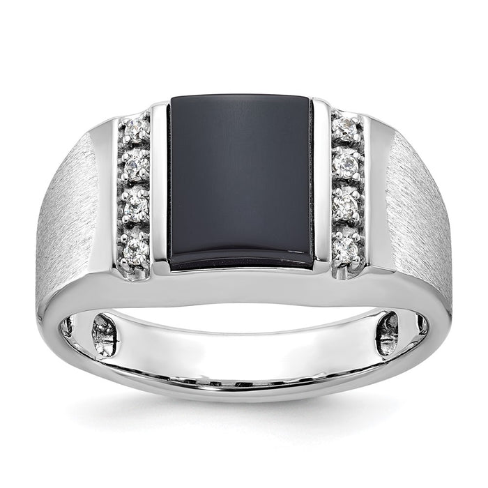 14k White Gold IBGoodman Men's Satin Onyx and Diamond Ring Mounting (B52028-4W)