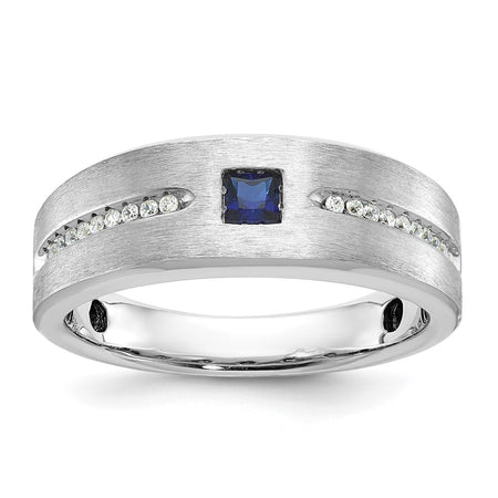 14k White Gold IBGoodman Men's Satin Sapphire/Diamond Ring Mounting (B52042-4W)