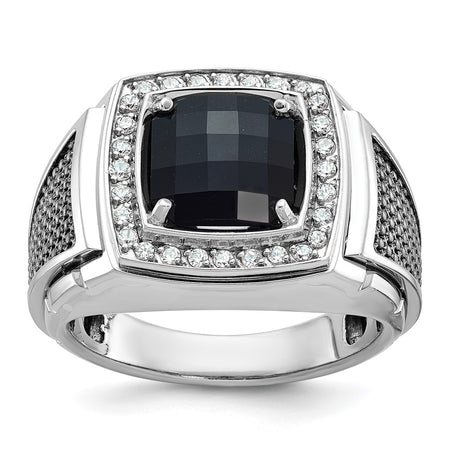 14k White Gold IBGoodman Men's Gemstone and Diamond Ring Mounting (B52070-4W)