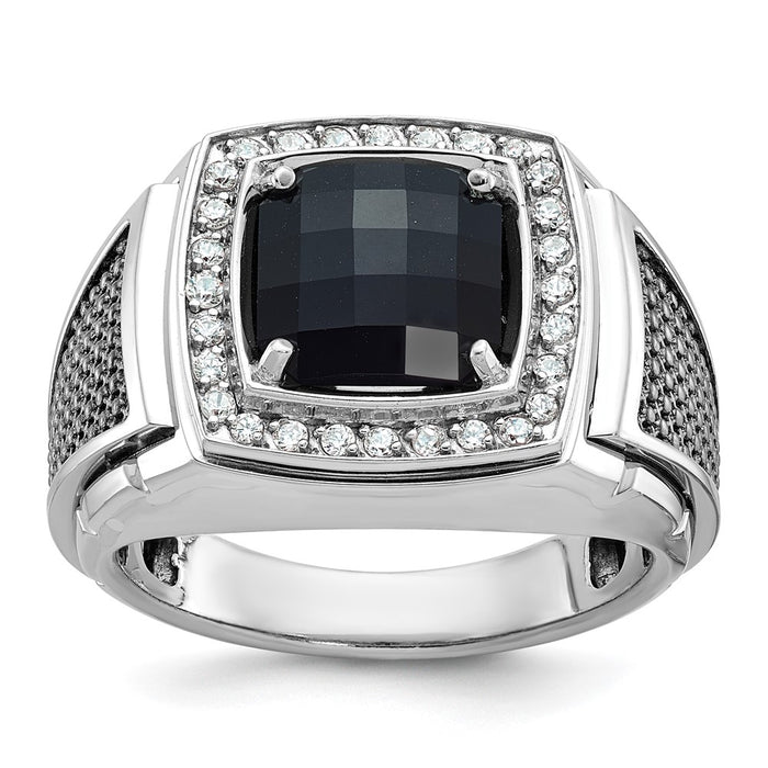 14k White Gold IBGoodman Men's Gemstone and Diamond Ring Mounting (B52070-4W)