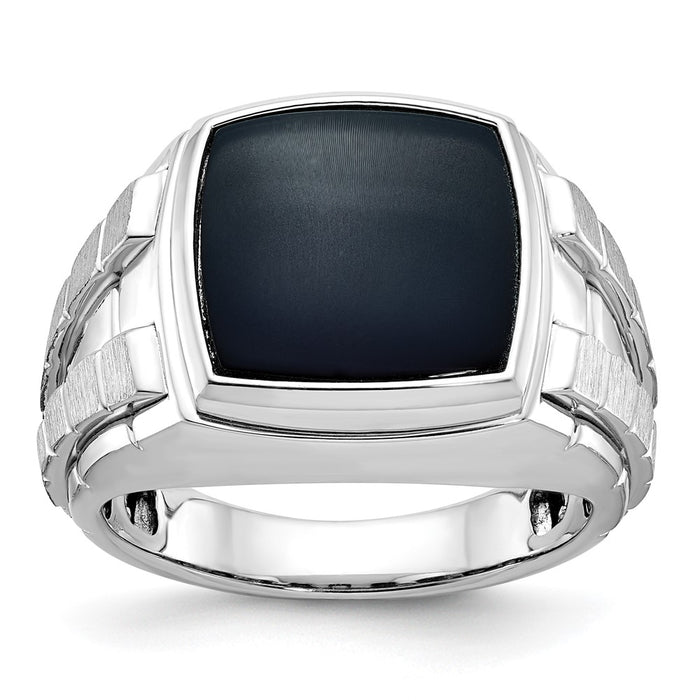 14k White Gold IBGoodman Men's Polished and Satin Onyx Ring Mounting (B52074-4W)