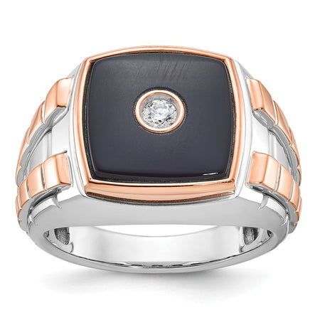 14k Two-tone White/Rose Gold IBGoodman Men's Onyx Diamond Ring Mounting (B52075-4WR)