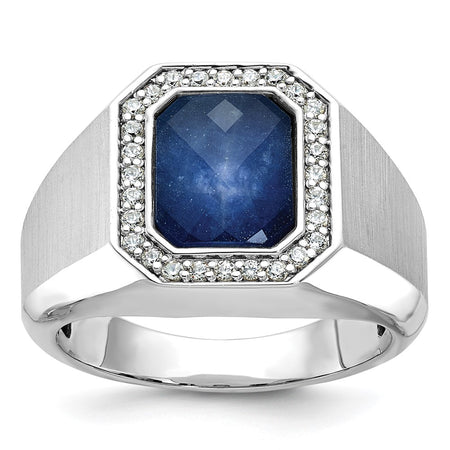 14k White Gold IBGoodman Men's Polished and Satin Gemstone and Diamond Ring Mounting (B52137-4W)