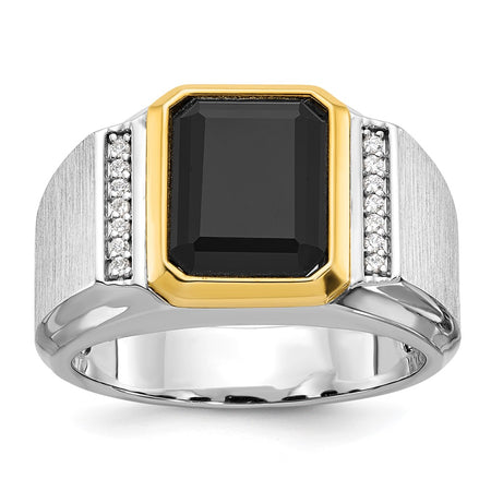 14k Two-tone IBGoodman Men's Polished and Satin Onyx Diamond Ring Mounting (B52162-4WY)