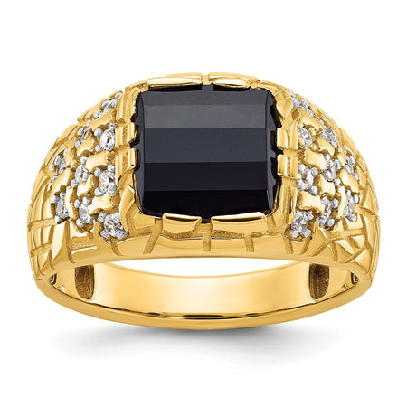 14k IBGoodman Men's Onyx and Diamond Nugget Ring Mounting (B52168-4Y)