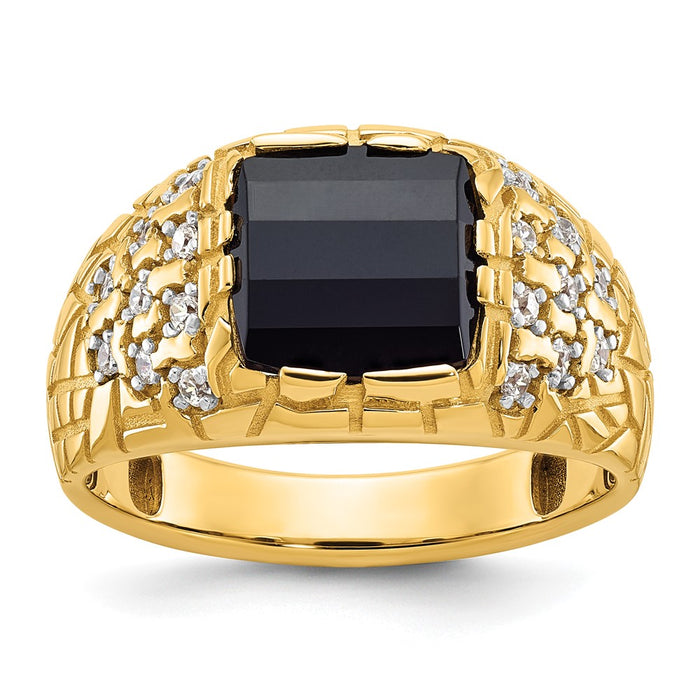 14k IBGoodman Men's Onyx and Diamond Nugget Ring Mounting (B52168-4Y)