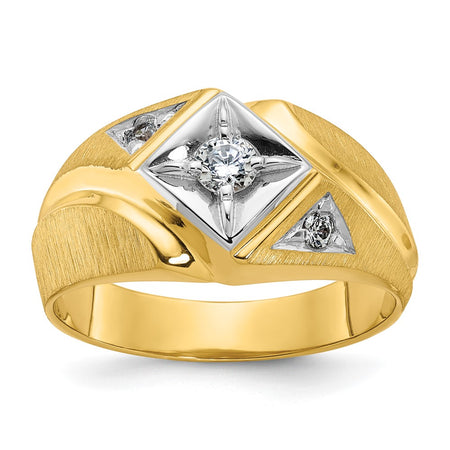 14k TT IBGoodman Men's Polished and Satin Diamond Ring Mounting (B55223-4YW)