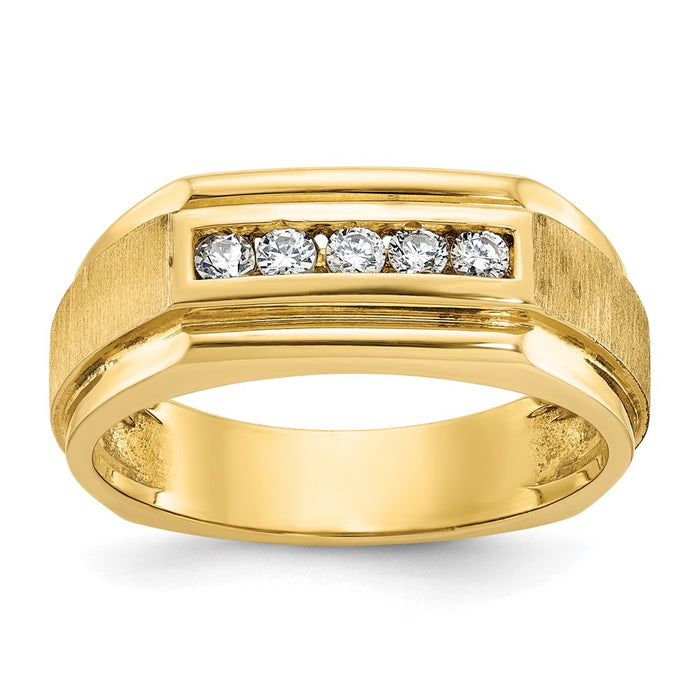 IBGoodman 14k Polished and Satin Five Stone Men's Ring Mounting (B56116-4Y)