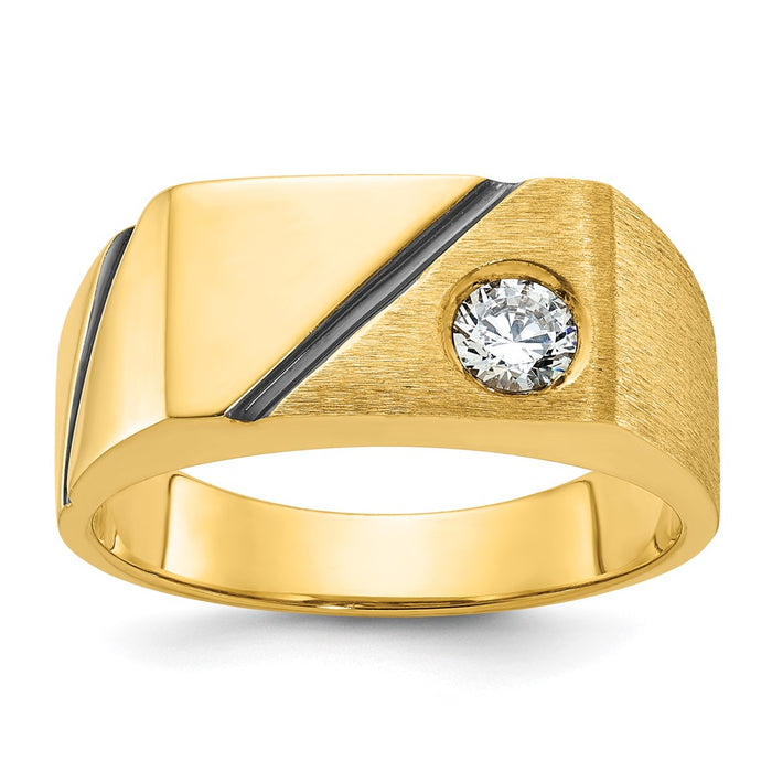 14k IBGoodman Men's Polished and Satin Diamond Signet Ring Mounting (B56625-4Y)