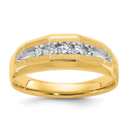 14k IBGoodman Men's Polished and Satin 5-Stone Ring Mounting (B56685-4Y)