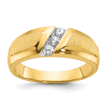 IBGoodman 14k Men's Polished and Satin 3-Stone Ring Mounting (B56699-4Y)