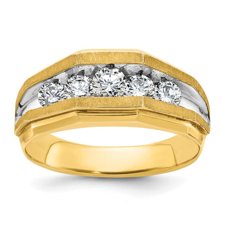 14k IBGoodman Men's Polished and Satin 5-Stone Ring Mounting (B56716-4Y)