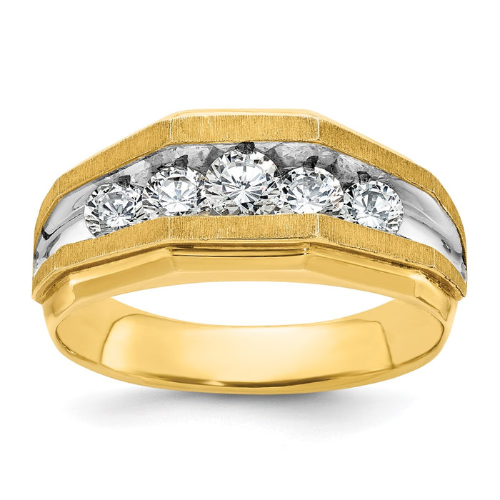 14k IBGoodman Men's Polished and Satin 5-Stone Ring Mounting (B56716-4Y)
