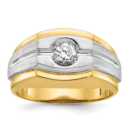 14k Two-tone IBGoodman Men's Polished and Satin Diamond Ring Mounting (B56770-4YW)