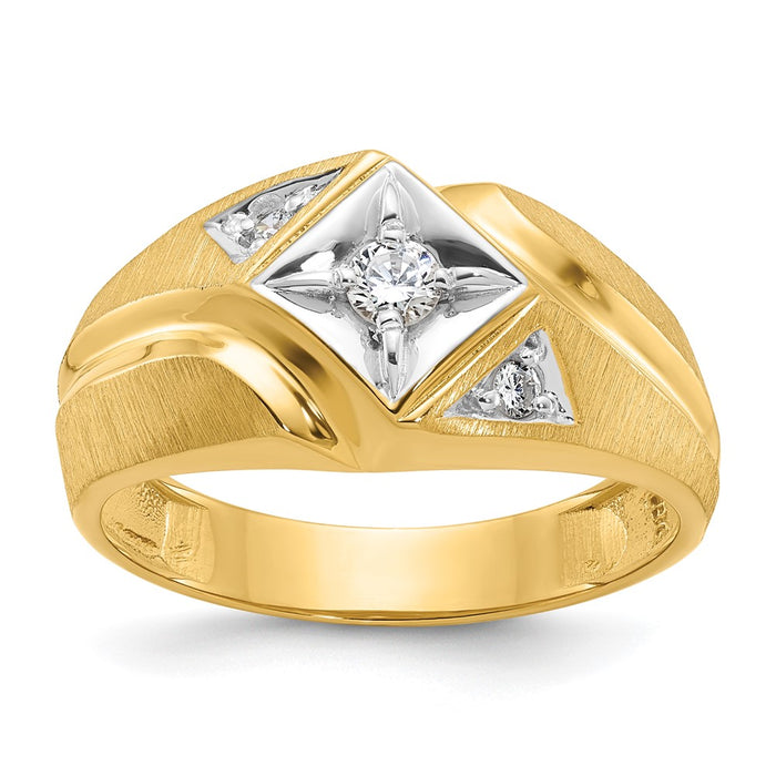 14k IBGoodman Men's Polished and Satin Diamond Ring Mounting (B56827-4Y)