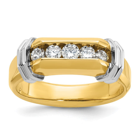 IBGoodman 14k Two-tone Men's Polished and Grooved 5-Stone Ring Mounting (B56891-4YW)