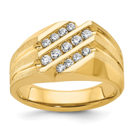 14k IBGoodman Men's Polished Satin and Grooved Ring Mounting (B56932-4Y)