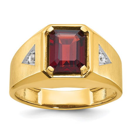 14k IBGoodman Men's Polished and Satin Gemstone and Diamond Ring Mounting (B57492-4Y)