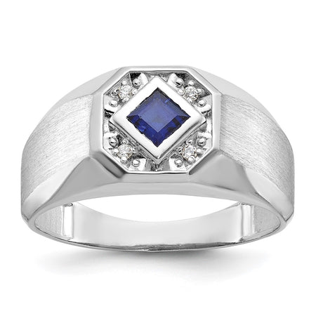 14k White Gold IBGoodman Men's Gemstone and Diamond Satin Ring Mounting (B57674-4W)
