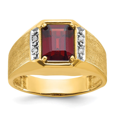 14k IBGoodman Men's Polished and Satin Gemstone and Diamond Ring Mounting (B57676-4Y)
