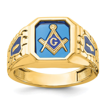 IBGoodman 10k Men's Polished and Textured Blue Lodge Master Masonic Ring Mounting (B57699-0Y)