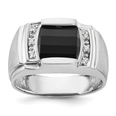 14k White Gold IBGoodman Men's Satin Onyx and Diamond Ring Mounting (B57702-4W)