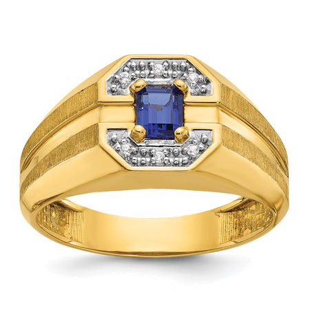 14k IBGoodman Men's Gemstone and Diamond Satin Ring Mounting (B57714-4Y)