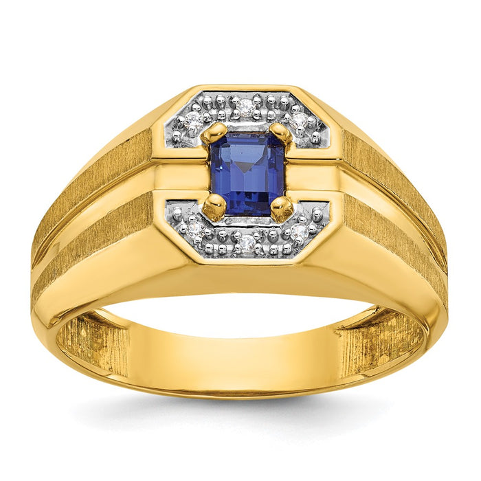 14k IBGoodman Men's Gemstone and Diamond Satin Ring Mounting (B57714-4Y)