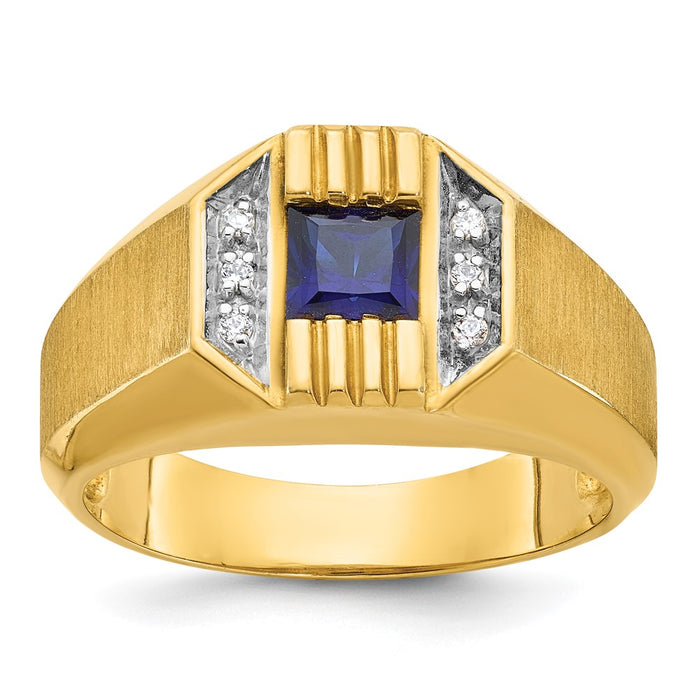 14k IBGoodman Men's Gemstone and Diamond Satin Ring Mounting (B57720-4Y)