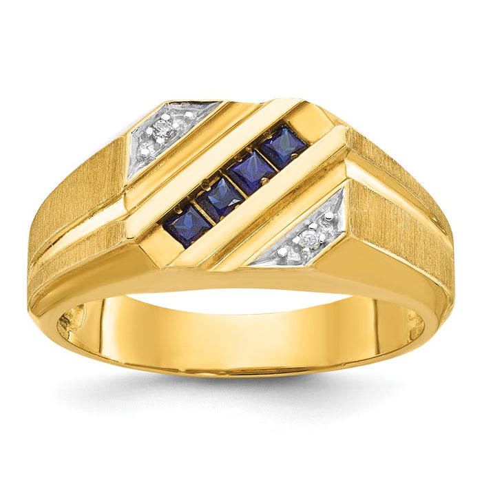 14k IBGoodman Men's Gemstone and Diamond Satin Ring Mounting (B57722-4Y)