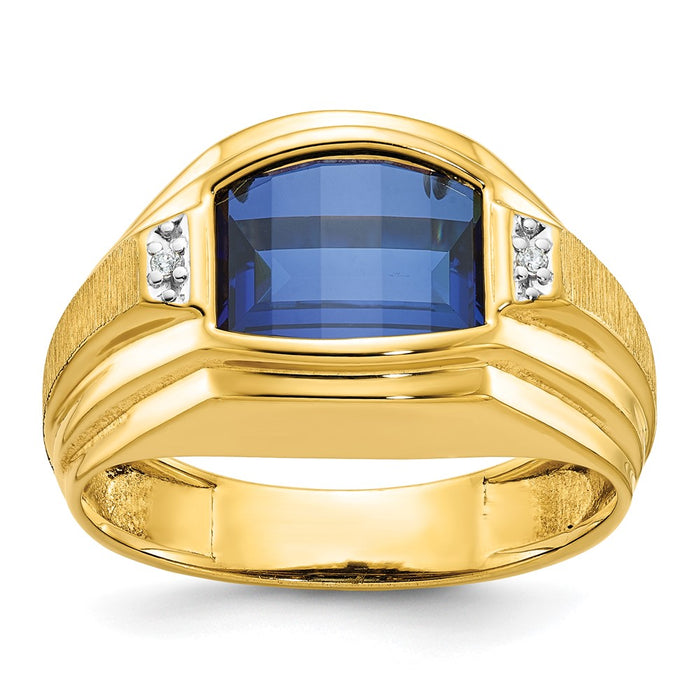 14k IBGoodman Men's Polished and Satin Gemstone and Diamond Ring Mounting (B57727-4Y)