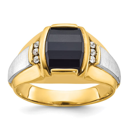 14k Two-tone IBGoodman Men's Satin Onyx and Diamond Ring Mounting (B57823-4YW)