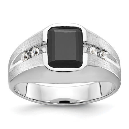 IBGoodman 14k White Gold Men's Polished and Satin Gemstone Ring Mounting (B57895-4W)