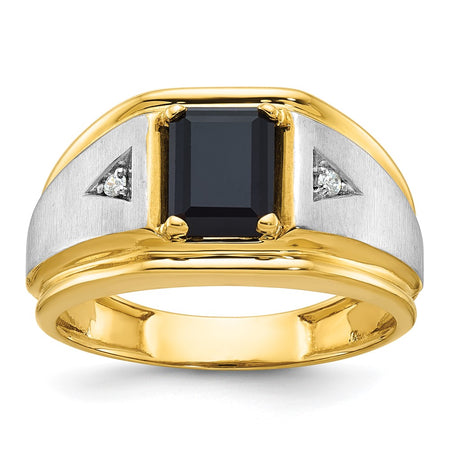 14k Two-tone IBGoodman Men's Satin Onyx and Diamond Ring Mounting (B57898-4YW)