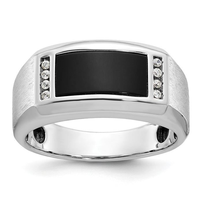 14k White Gold IBGoodman Men's Satin Onyx and Diamond Ring Mounting (B57915-4W)