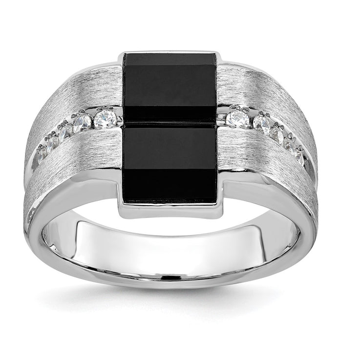 14k White Gold IBGoodman Men's Satin Onyx and Diamond Ring Mounting (B57941-4W)