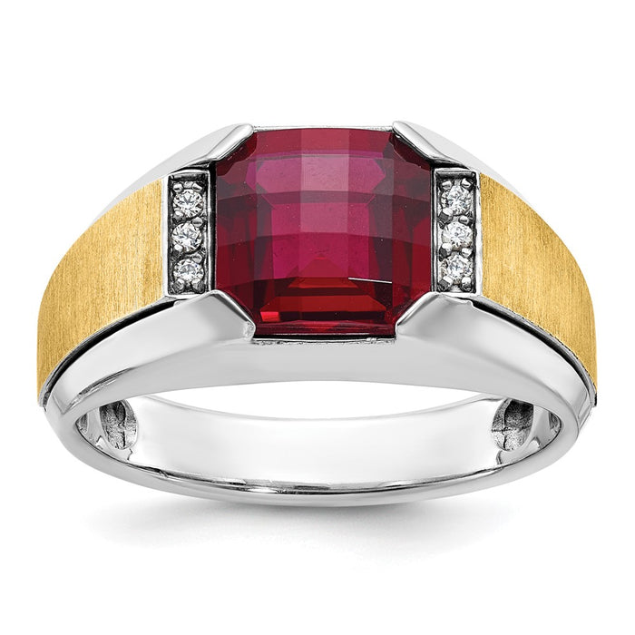 IBGoodman 14k Two-tone Men's Polished and Satin Gemstone and Diamond Ring Mounting (B57957-4WY)