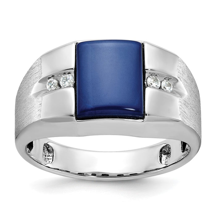 14k White Gold IBGoodman Men's Gemstone and Diamond Satin Ring Mounting (B57984-4W)