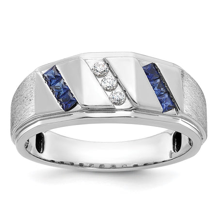 14k White Gold IBGoodman Men's Satin Sapphire/Diamond Ring Mounting (B57988-4W)