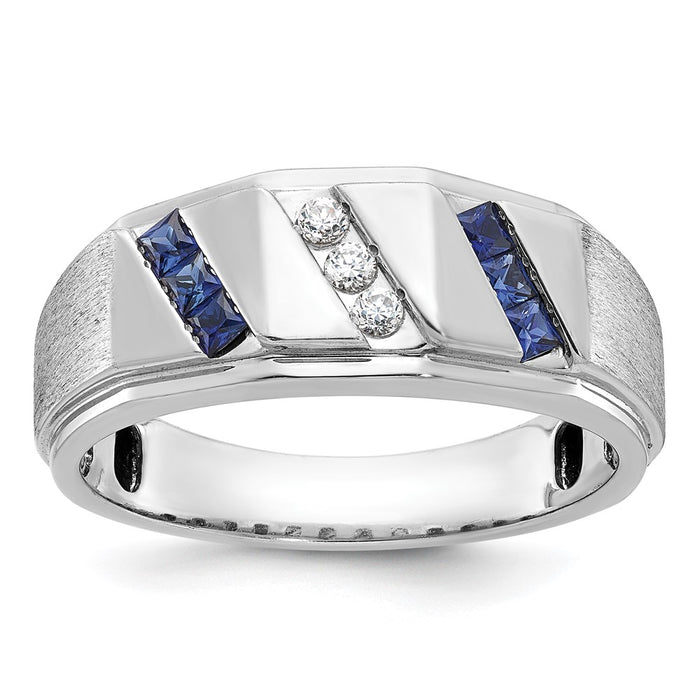 14k White Gold IBGoodman Men's Satin Sapphire/Diamond Ring Mounting (B57988-4W)