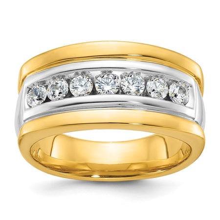 IBGoodman 14k Two-tone Men's Polished and Grooved 7-Stone Ring Mounting (B58002-4YW)