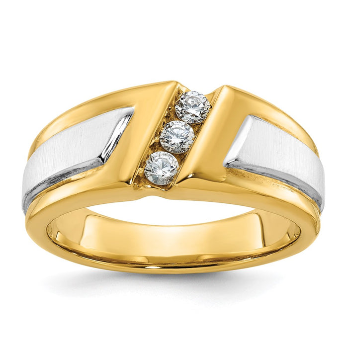 IBGoodman 14k Two-tone Men's Polished and Satin 3-Stone Ring Mounting (B58007-4YW)