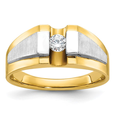 14k Two-tone IBGoodman Men's Polished and Satin Diamond Ring Mounting (B58199-4YW)